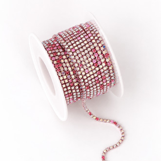 Стразовий ланцюг ss6 (2 мм) 1 м Rose АВ light pink