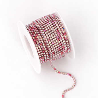 Стразовий ланцюг ss6 (2 мм) 1 м Rose АВ light pink