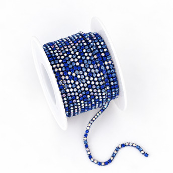 Стразовий ланцюг ss6 (2 мм) 1 м Sapphire AB Blue