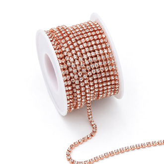 Стразовий ланцюг ss6 (2 мм) 1 м Crystal Rose gold