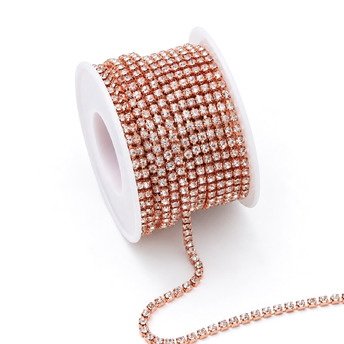 Стразовий ланцюг ss6 (2 мм) 1 м Crystal Rose gold