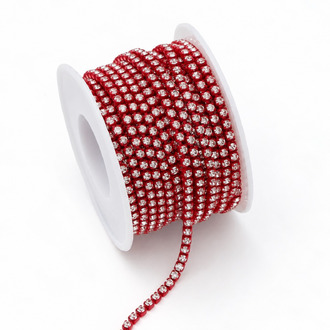 Стразовий ланцюг ss8 (2,5 мм) 1 м Crystal Red