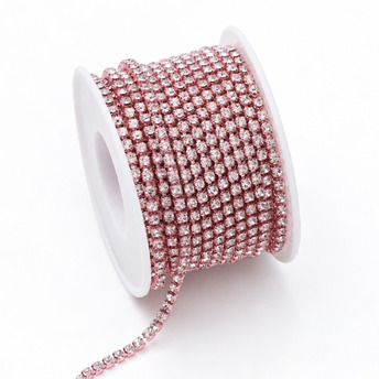 Стразовий ланцюг ss8 (2,5 мм) 1 м Crystal pink