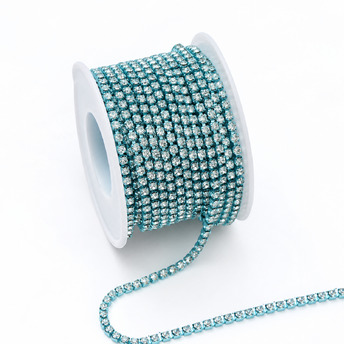 Стразовий ланцюг ss6 (2 мм) 1 м Crystal Blue