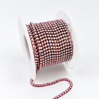 Стразовий ланцюг ss6 (2 мм) 1 м Crystal AB Pink