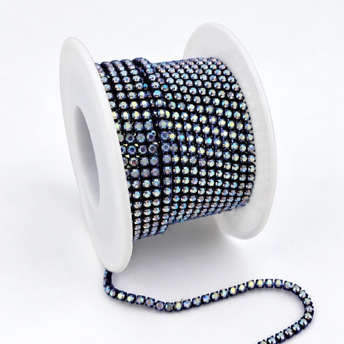 Стразовий ланцюг ss6 (2 мм) 1 м Crystal AB Dark blue