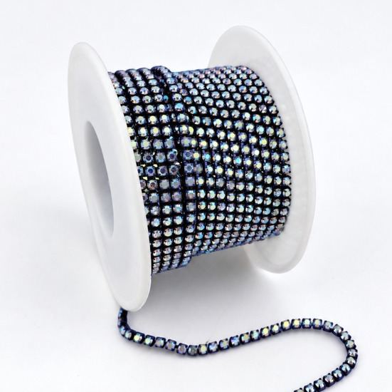 Стразовий ланцюг ss6 (2 мм) 1 м Crystal AB Dark blue
