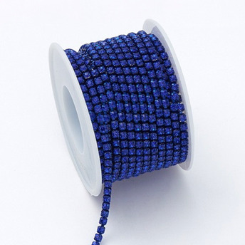 Стразовий ланцюг ss6 (2 мм) 1 м Sapphire Dark blue