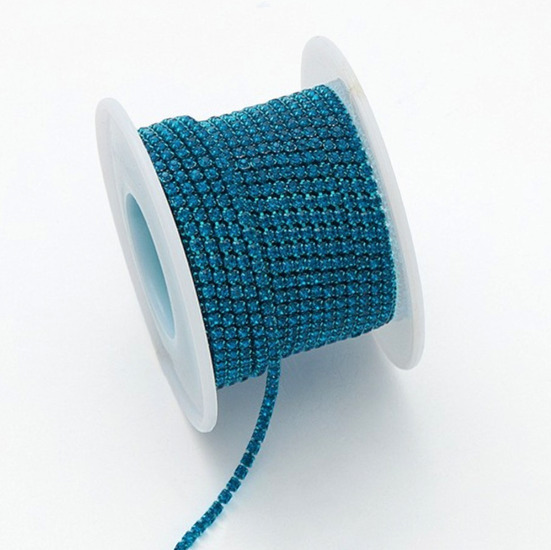 Стразовий ланцюг ss6 (2 мм) 1 м Aquamarine blue