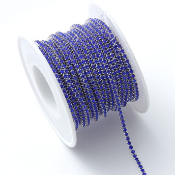 Стразовий ланцюг ss6 (2 мм) 1 м Sapphire silver